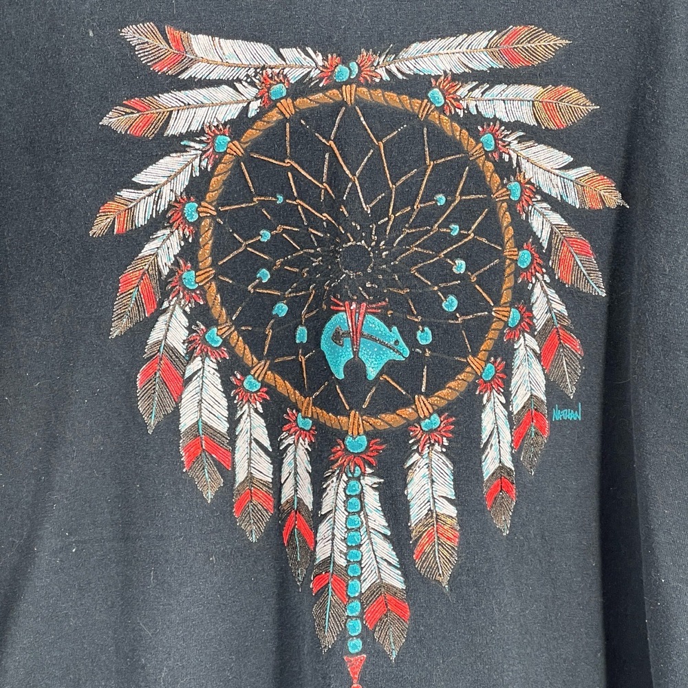 Vintage Dreamcatcher Graphic‎ Tee Fruit Of The Loom Unisex Black 3XL T-Shirt - Picture 2 of 5